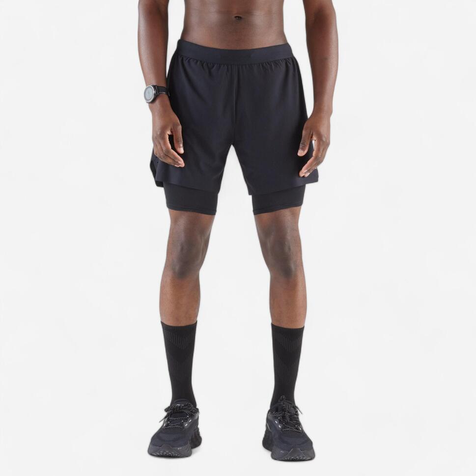 Kiprun Men's Run 500 2-in-1 Compression Running Shorts