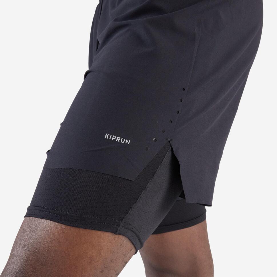 Kiprun Men's Run 500 2-in-1 Compression Running Shorts