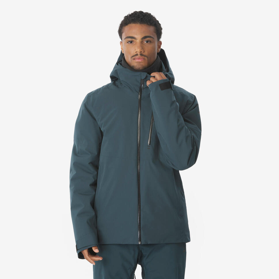 Men’s waterproof ski and snowboard jacket, 500 Dark Green