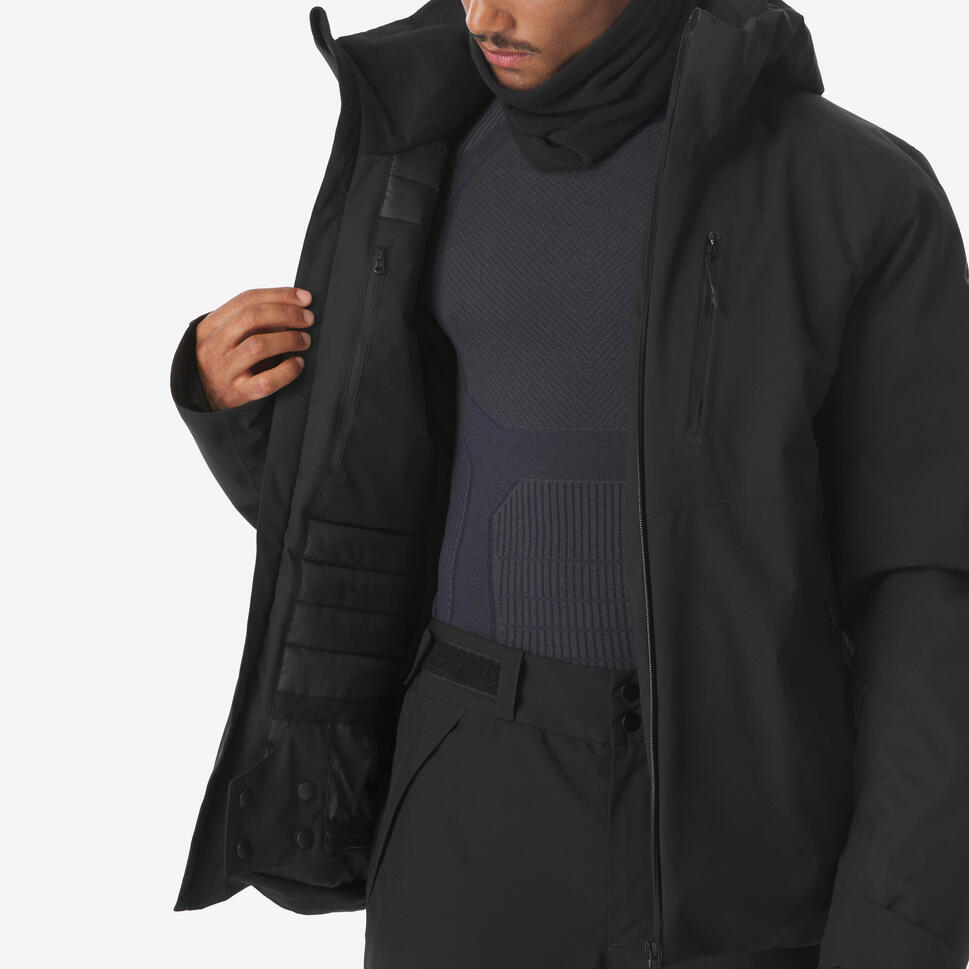 Men's waterproof ski and snowboard jacket 500 - Black