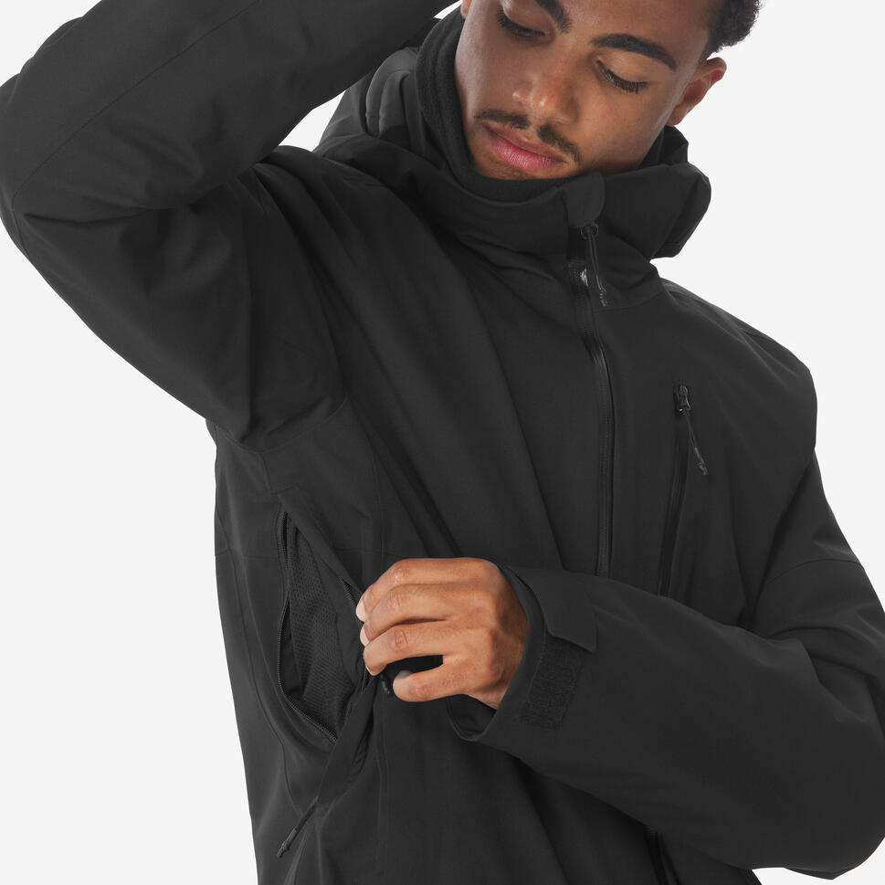 Men's waterproof ski and snowboard jacket 500 - Black