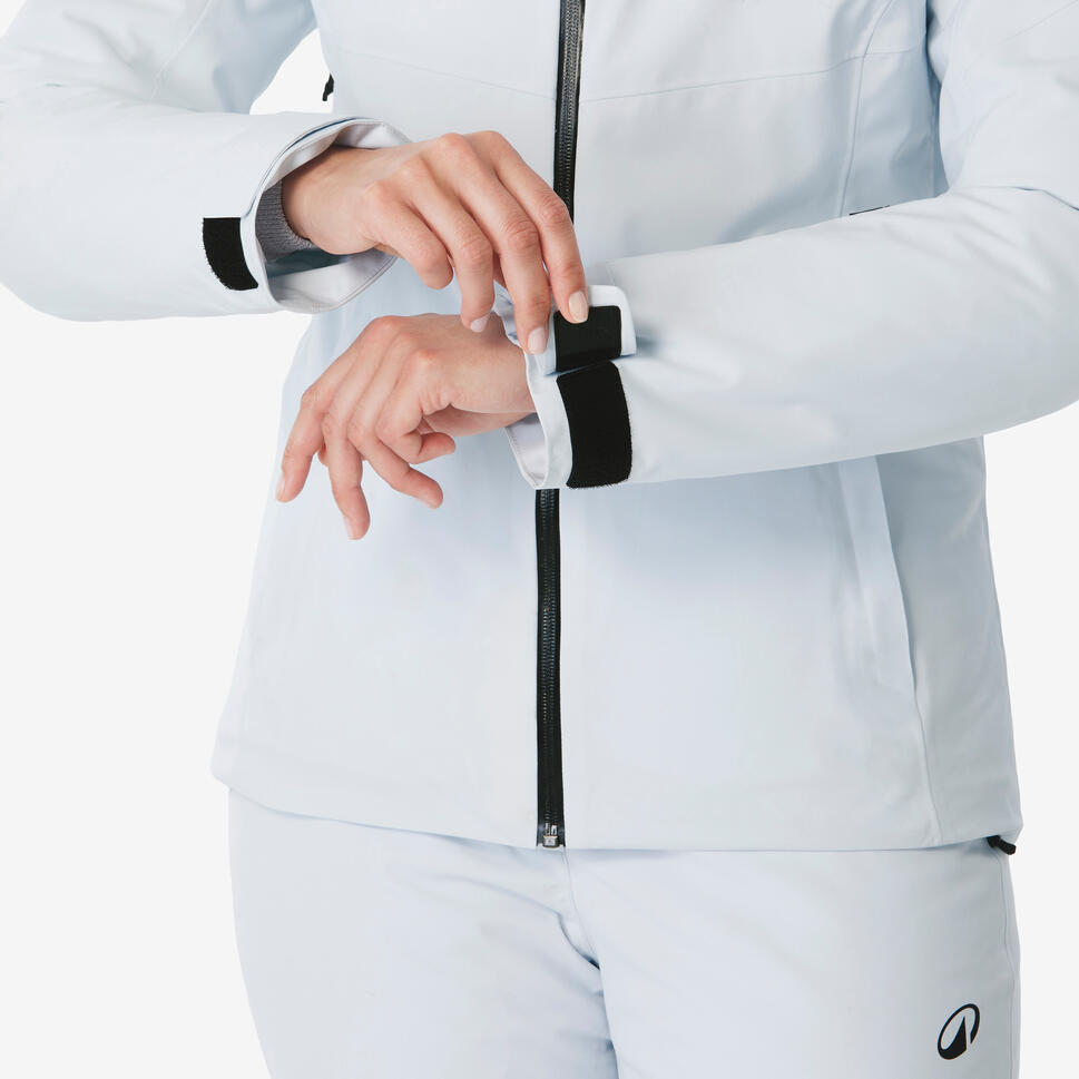 Women's waterproof ski and snowboard jacket 500 - Ice blue