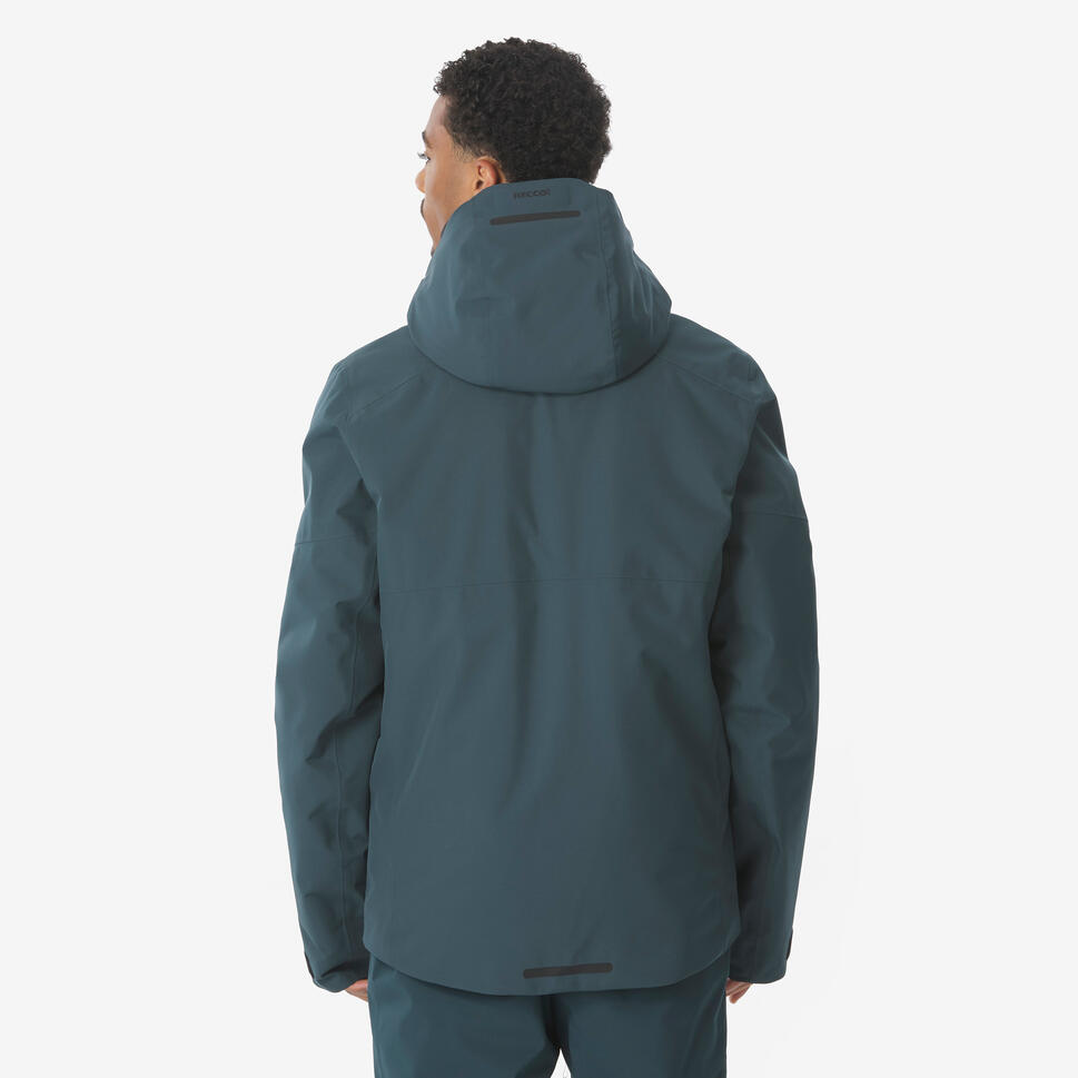 Men’s waterproof ski and snowboard jacket, 500 Dark Green